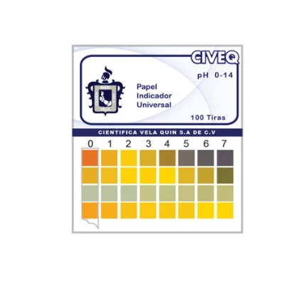 Papel indicador de pH 0-14. 