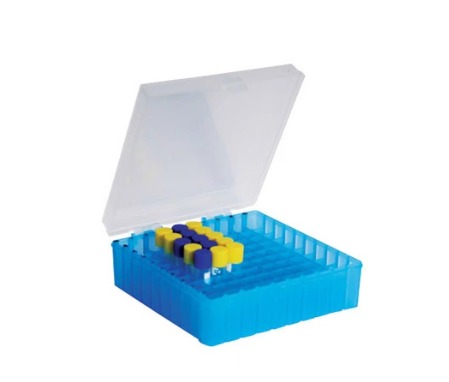 Caja para almacenar microtubos. 